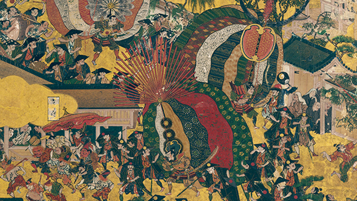 （左）高密度に描き込まれた祇園祭の風景
